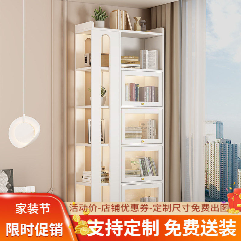 实木阳台储物柜卧室飘窗拐角柜书架书柜窗台置物柜落地柜收纳柜子