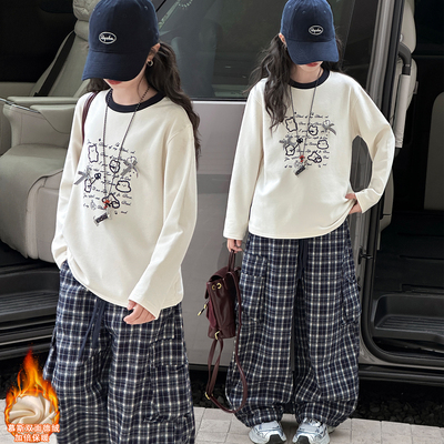 女童冬季加绒加厚长袖打底衫T恤