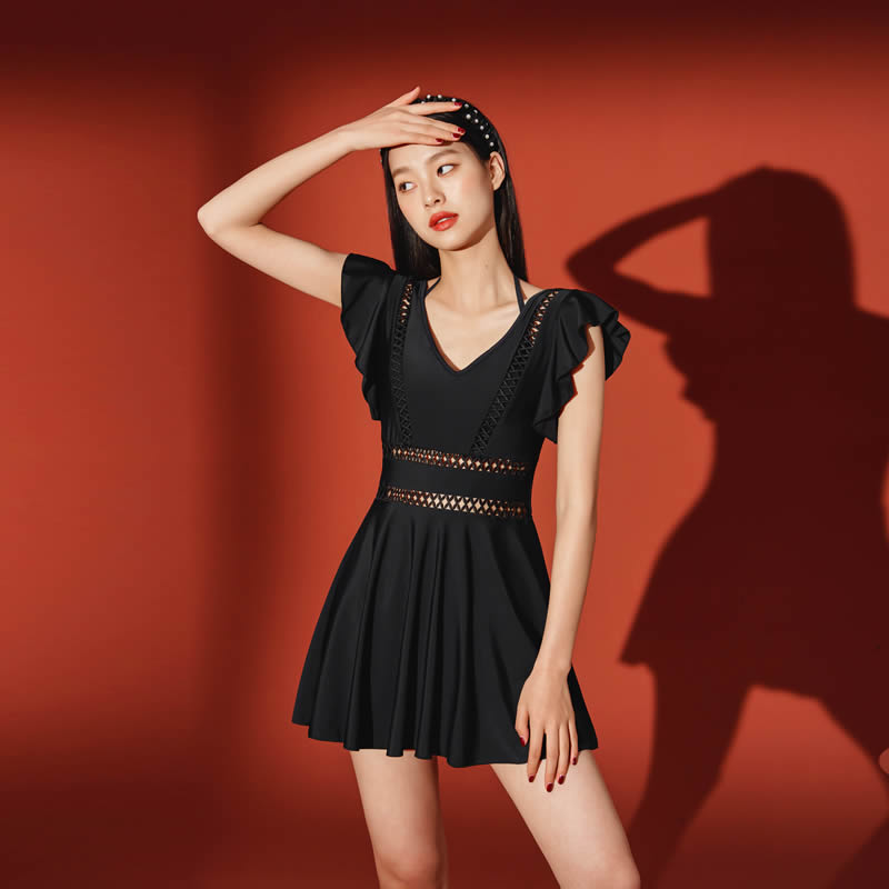 少年齐温泉韩国女裙式游泳衣