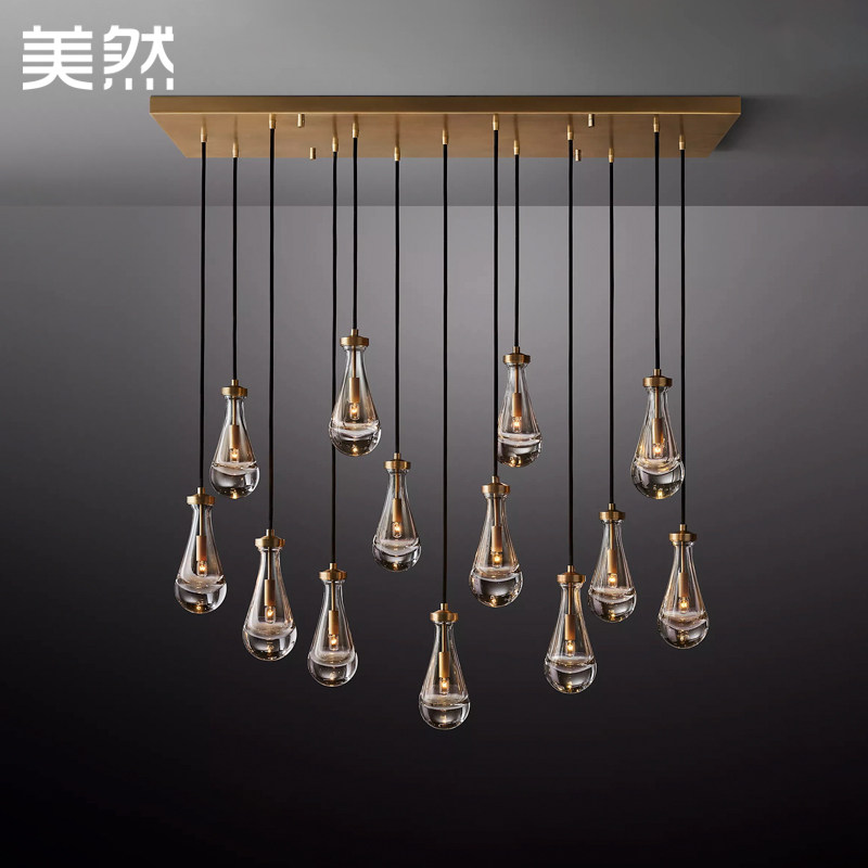 美然后现代全铜吊灯餐厅吧台北欧轻奢创意餐吊灯样板间展厅铜灯具_虎窝淘