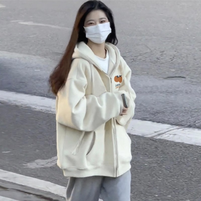 卫衣少女春秋冬装2023新款初中高中学生休闲开衫加绒加厚上衣外套