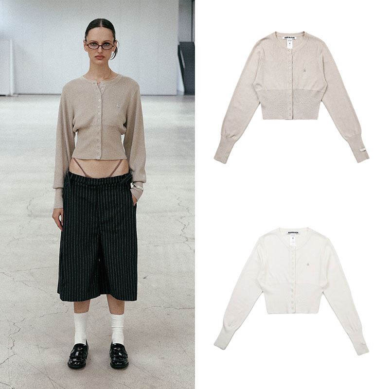 秋季橘调针织badblood开衫圆领