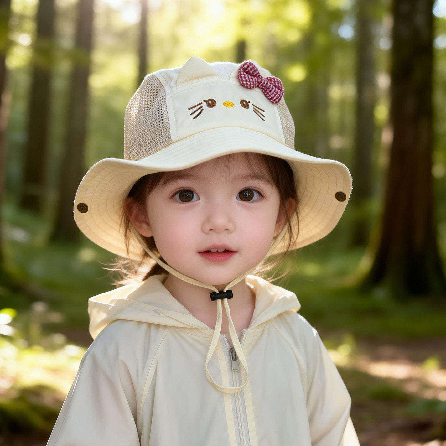 女童帽子夏季户外遮阳宝宝防晒帽网眼儿童登山帽防紫外线女孩盆帽