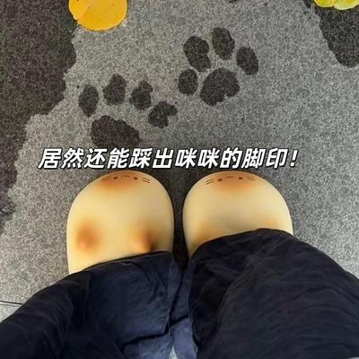 猫咪拖鞋冬季可爱保暖鞋窝可外出防水毛绒棉拖卡通厚底包头家居鞋