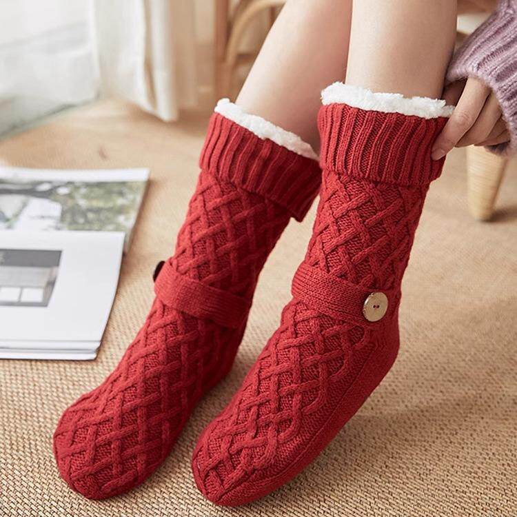 超厚加绒保暖地板袜女秋冬季睡觉暖脚袜子冬天居家防滑毛绒护脚套