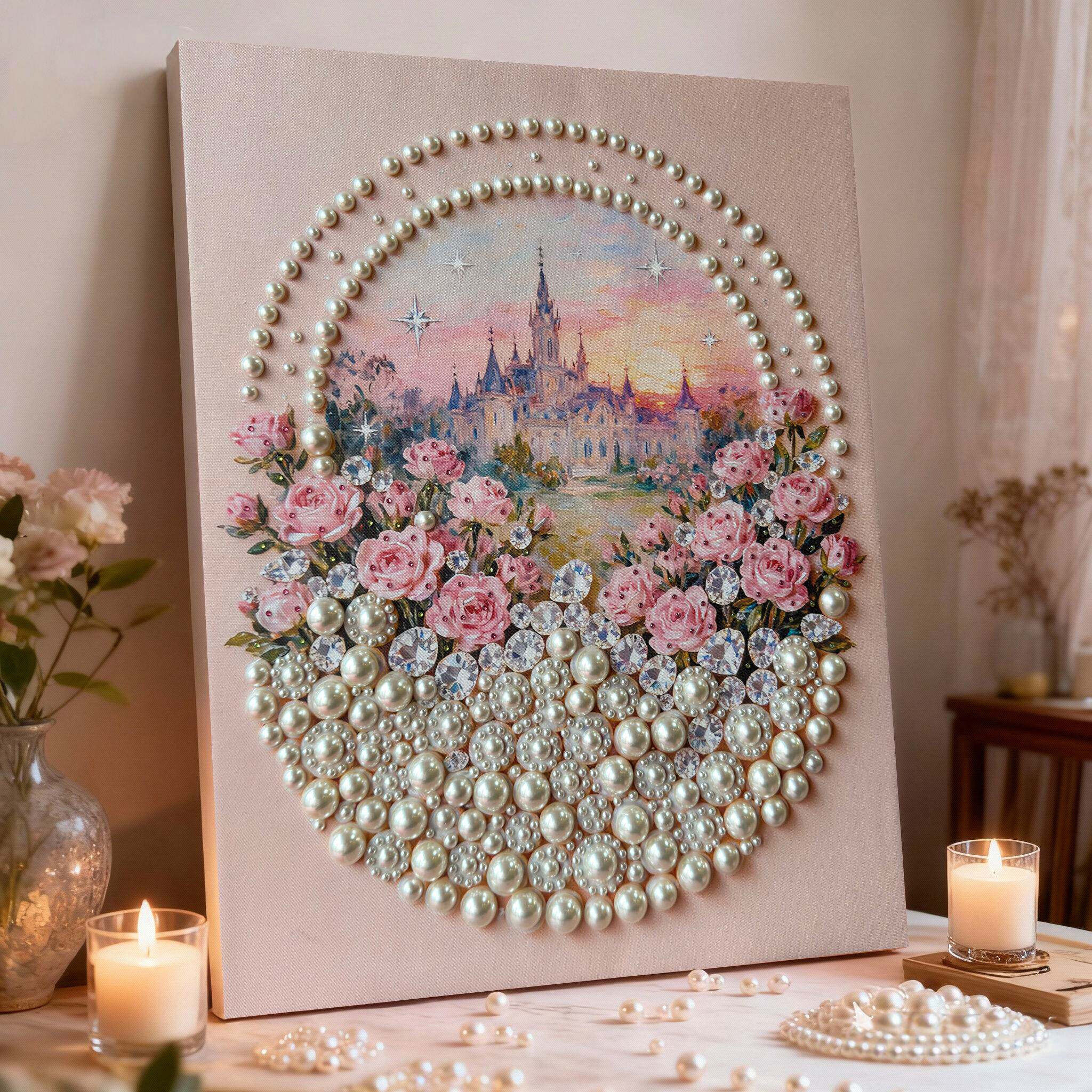笔尖故事珍珠钻石画玫瑰花DIY材料包手工拼贴梦幻治愈花卉装饰画