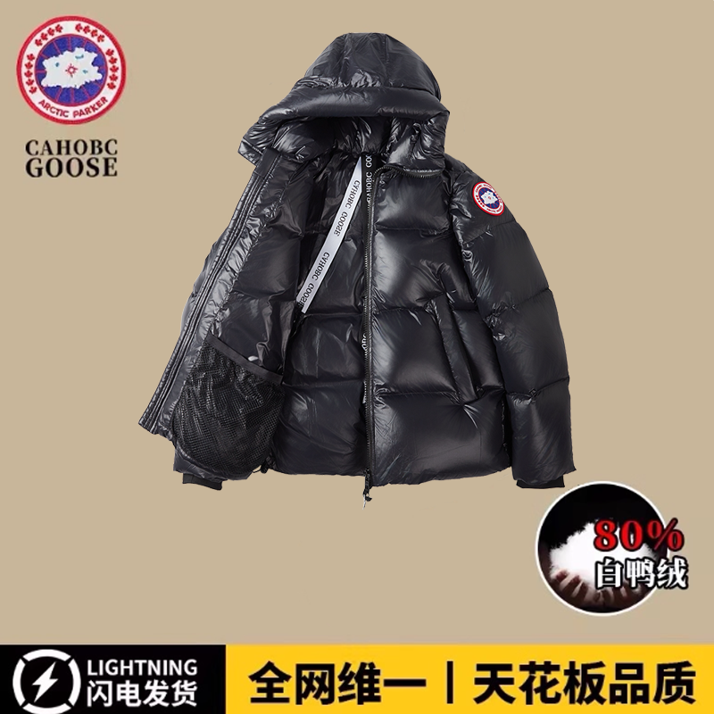 男士2025秋冬新款亮面羽面包绒服外套轻奢防风连帽高品质加厚户外