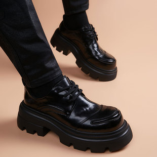 厚底休闲德比鞋2025新款真皮增高皮鞋男款英伦风百搭高端轻奢男鞋