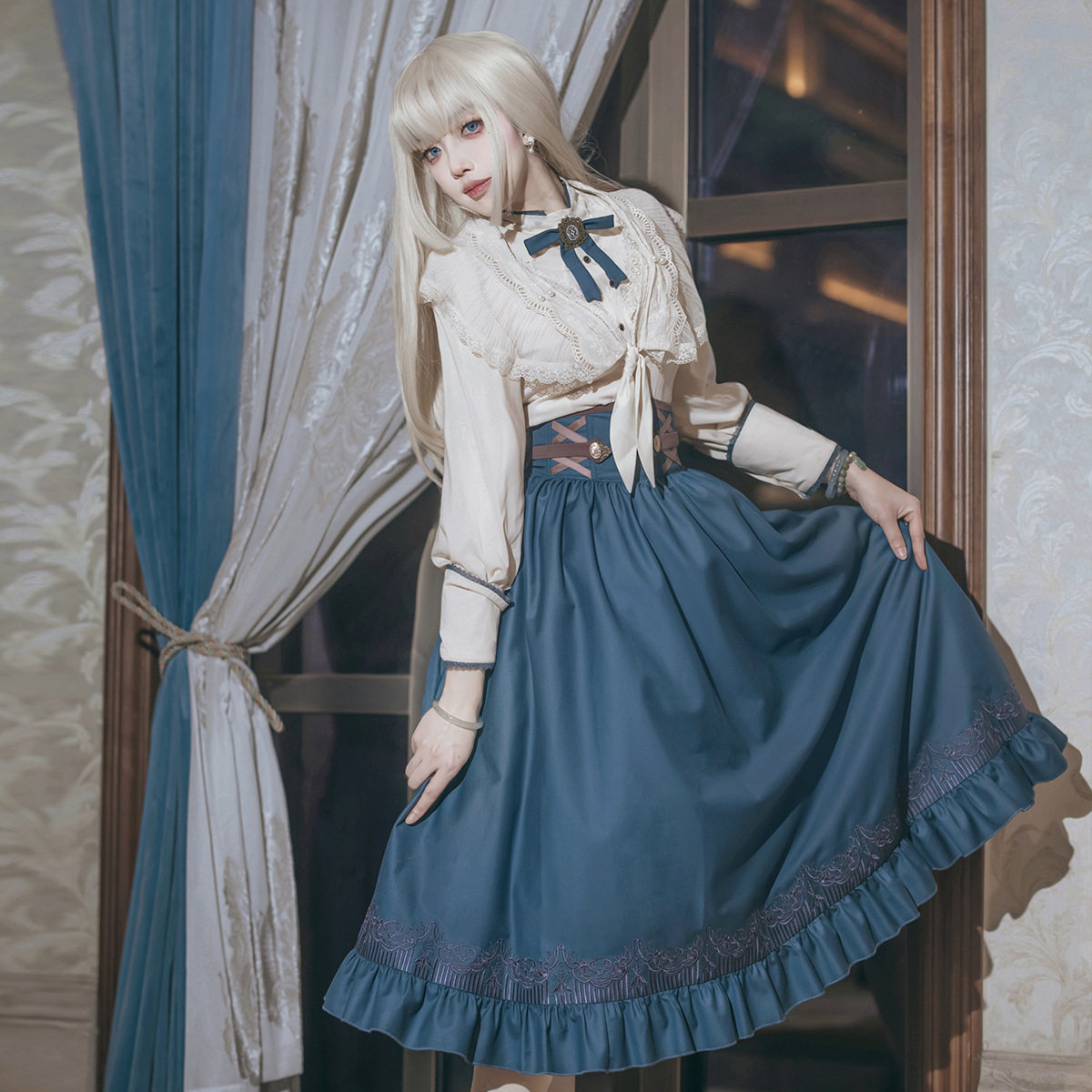 原创lolita无名哀歌优雅日常款轻lo英伦学院风洛丽塔长袖衬衫半裙