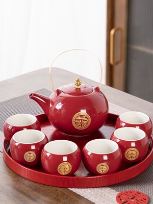 敬茶杯结婚茶具套装改口茶杯茶壶送新人陪嫁结婚礼物家用喜庆用品