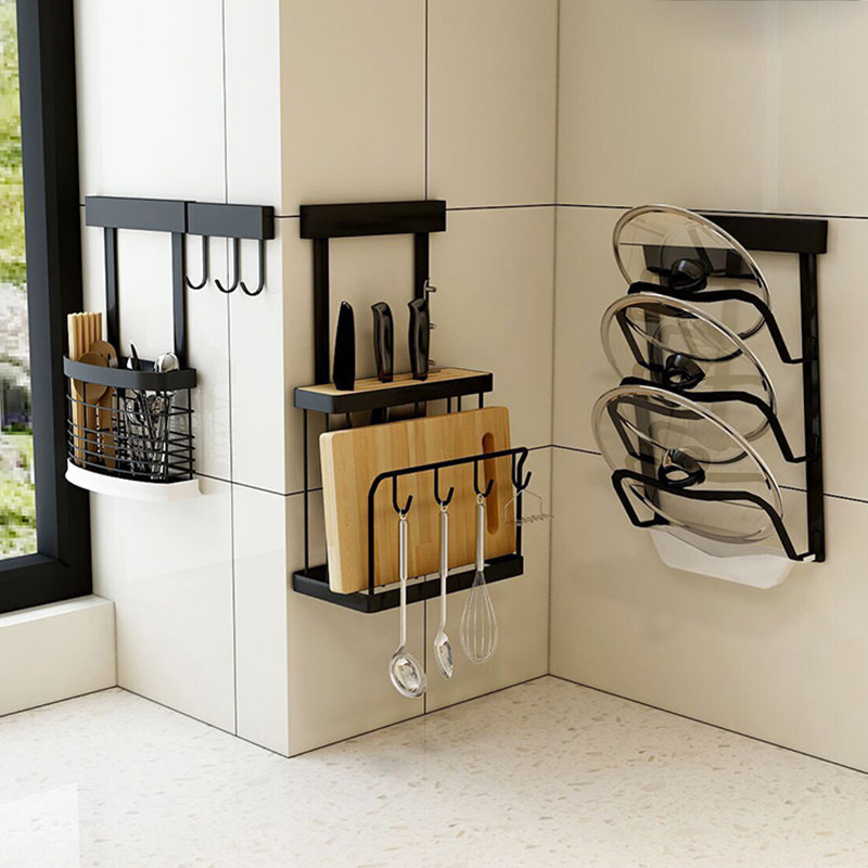 知博免打孔不锈钢厨房置物架壁挂式黑色墙上角落收纳挂架刀碗碟架|msdalam kategori dapur/memasak Appliances, Alat dapur/Penyimpanan dapur, rak simpanan dapur/Rak dapur, Turret - dari Buy2taobao.com untuk memberikan perkhidmatan ejen Taobao profesional membeli