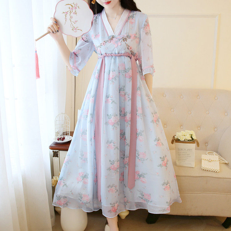 汉服女中国风仙气飘逸长裙春夏款汉元素改良连衣裙女学生日常清新