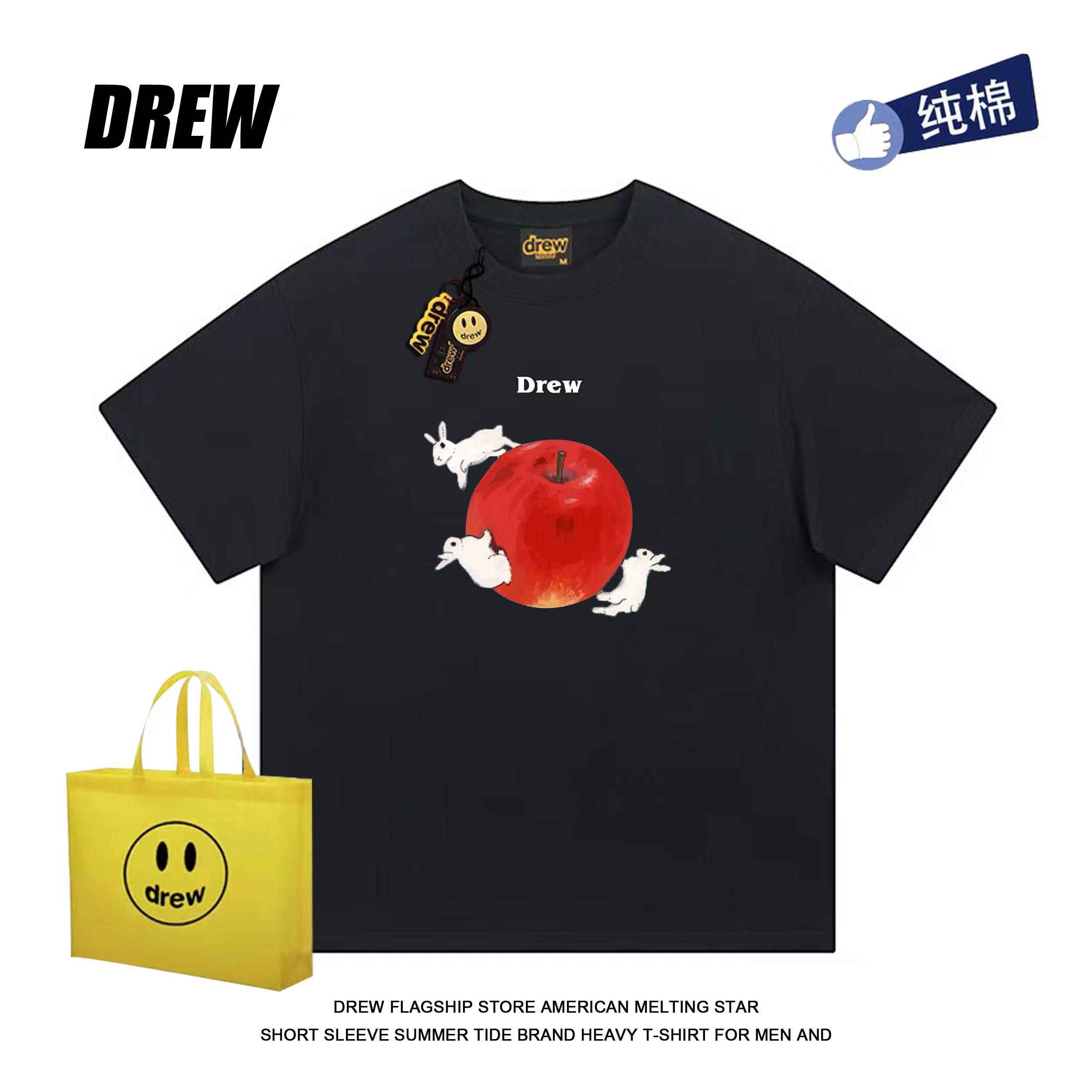 drew短袖简约明星周雨彤同款纯棉