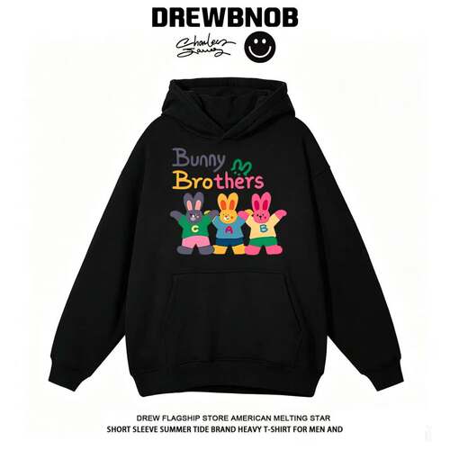 drew美式卡通兔子连帽卫衣亲子款