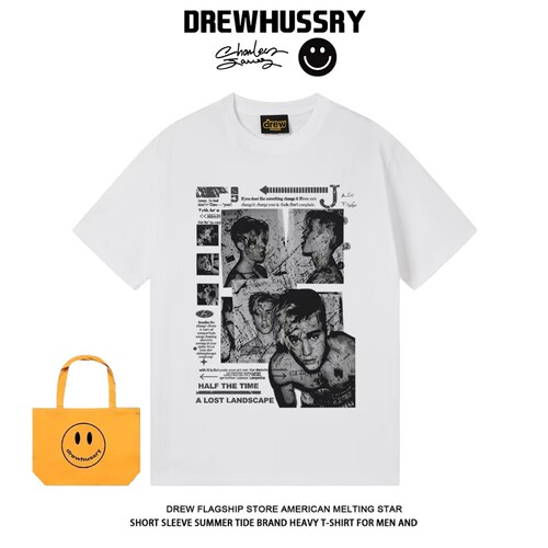 drew美式贾斯丁比伯印花短袖男女