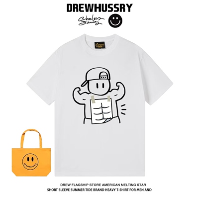 drew卡通线条肌肉印花休闲短袖男