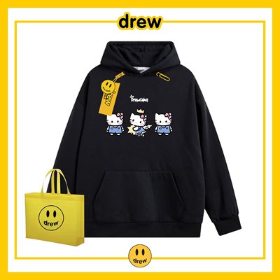 纯棉drew卡通简约连帽Kitty猫潮