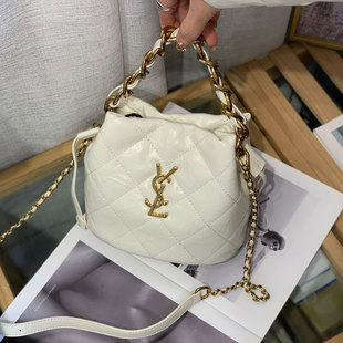 大菱格水桶包链条收口精致牛皮小包手提单肩斜挎女包2026早春新款