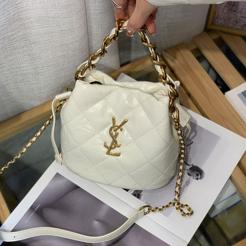 大菱格水桶包链条收口精致牛皮小包手提单肩斜挎女包2026早春新款