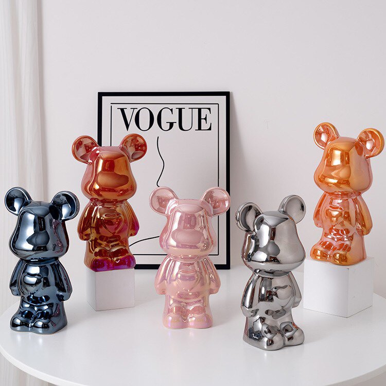 暴力熊存钱罐电镀客厅电视柜酒柜装饰品网红手办创意公仔陶瓷摆件