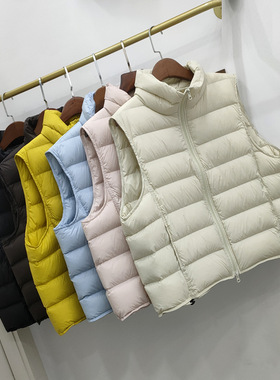 优品轻薄休闲保暖韩版羽绒马甲女短款小个子立领排骨90白鸭绒背心