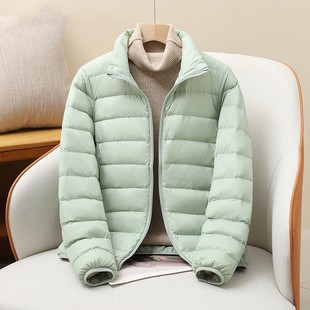 优品短款轻薄羽绒服女立领保暖外套薄荷绿轻羽绒服轻薄款时尚秋冬