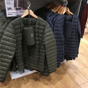 U家2022冬季男士圆领轻薄羽绒服内穿短款上衣便携式无领外套内胆