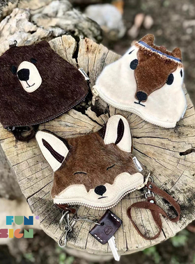 FunDesign泰国原创 呆萌毛绒刺绣可爱客厅小动物 便携零钱包 多款