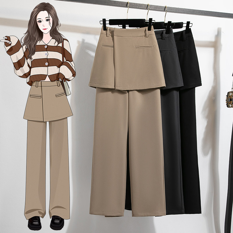 实拍美式辣妹假两件黑色西装裤子女秋季新款设计感叠穿裙裤休闲裤,女装/女士精品,大码裤装,淘宝优惠券,粉丝福利购,淘宝优惠卷