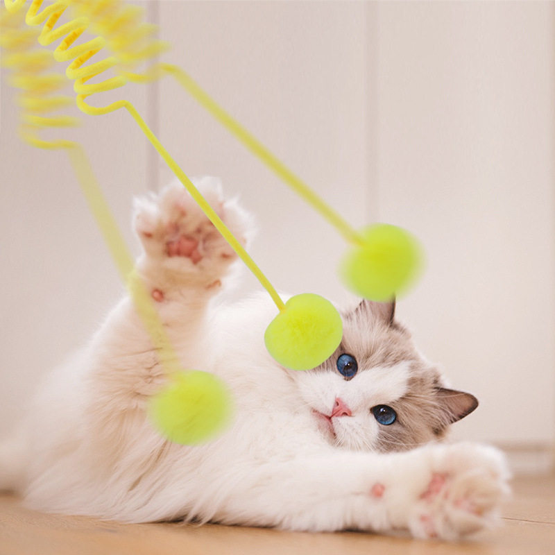 吸盘式弹簧兔毛球猫玩具逗猫球自嗨互动猫玩具球宠物用品图片