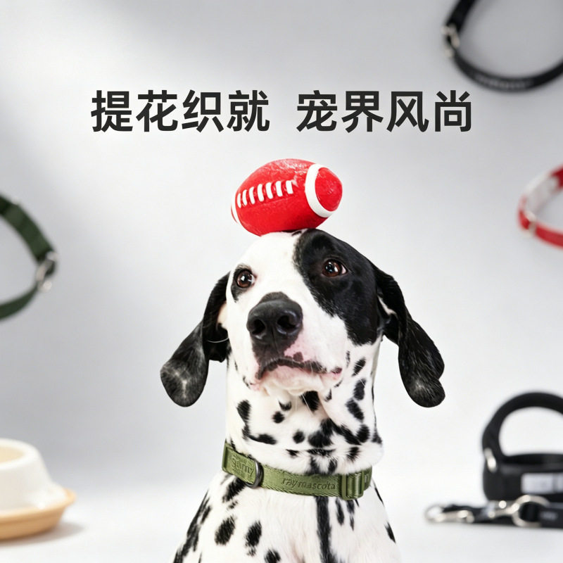 新款轻便不勒脖可调节狗狗项圈耐拉牵引绳可挂拾便器多色可选