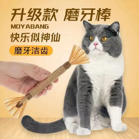猫玩具磨牙棒猫薄荷逗猫棒剑麻球胡萝卜黄色鱼解闷猫玩具套装