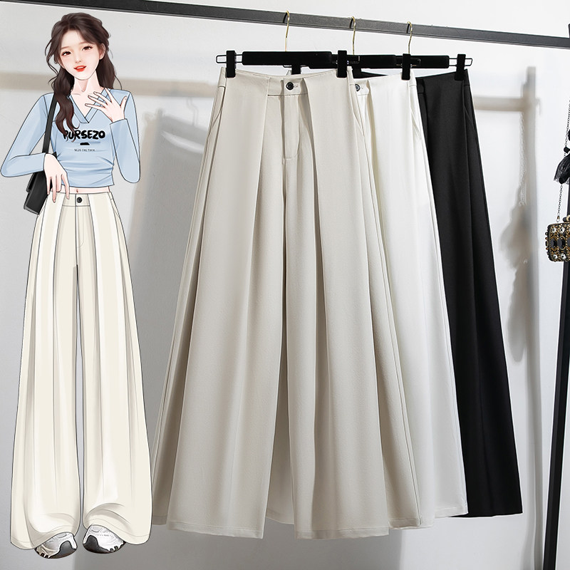 实拍高腰白色西裤女设计感春夏阔腿高级垂坠感显瘦休闲通勤拖地裤,女装/女士精品,大码裤装,淘宝优惠券,粉丝福利购,淘宝优惠卷