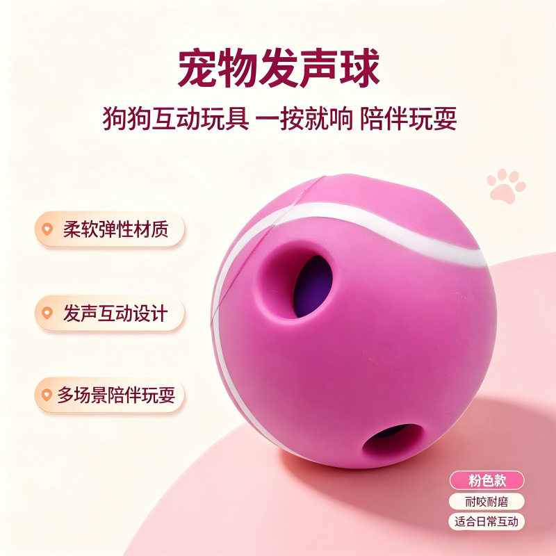 宠物发声玩具球磨牙解闷玩具球雪花耐咬滚动发声球傻笑球宠物玩具