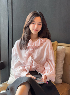 DUO智仙生 黑标 月之缪斯老钱感奢华羊毛花边衬衫