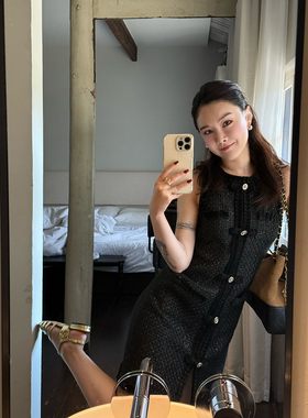 DUO智仙生 黑标 露米娜 暗黑新中式粗花呢连衣裙