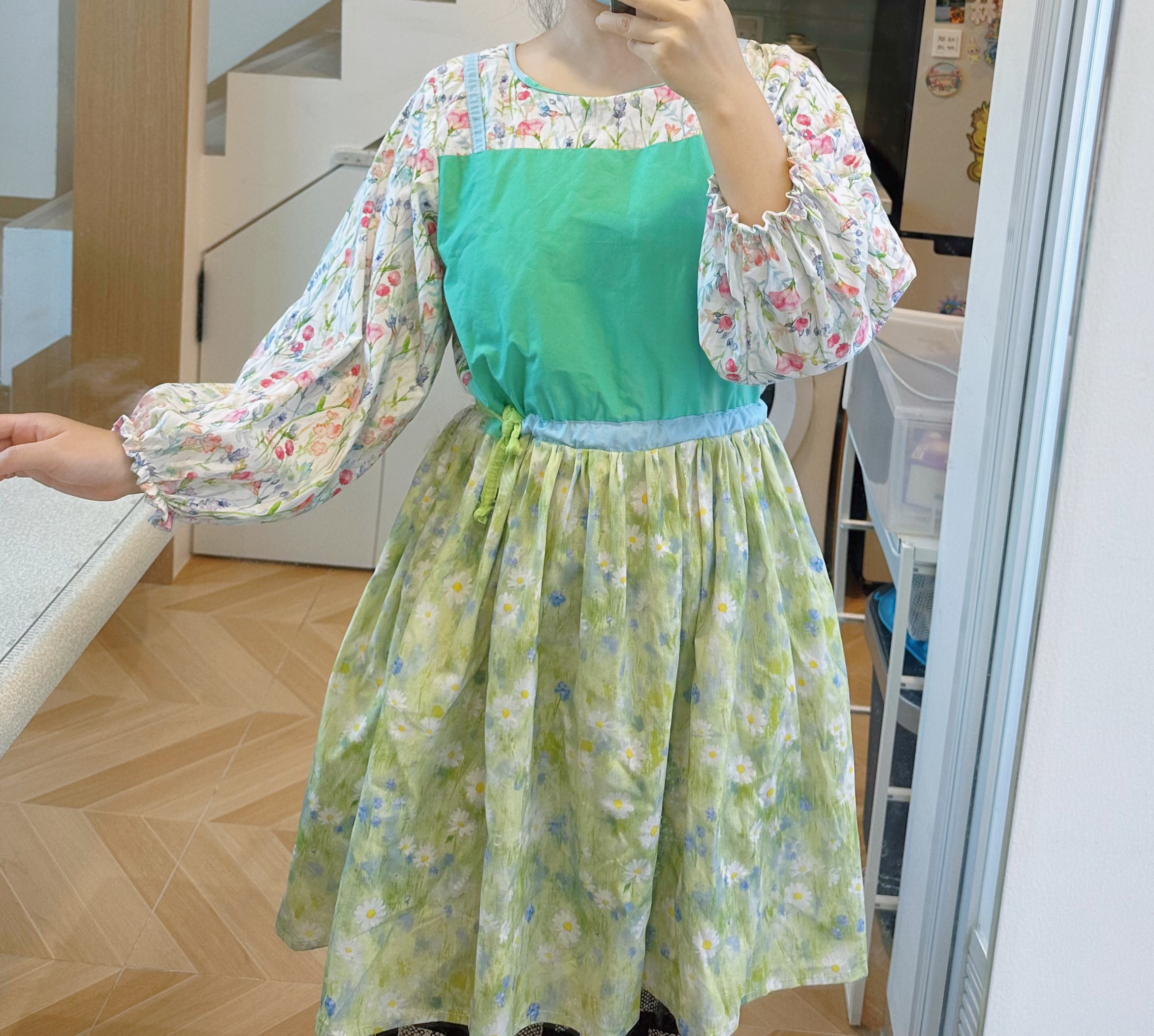 大酱汤汤手作孤品油画风公主感少女情怀总是诗连衣裙-
