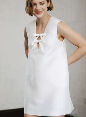 新款 SHOOYA 高级缎面短裙简约法式连衣裙订婚领证礼服旅拍轻婚纱