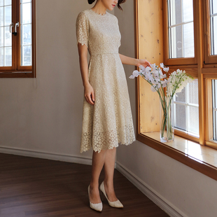 SHOOYA原创《花影》韩国重工蕾丝金丝刺绣显瘦连衣裙轻婚纱轻礼服