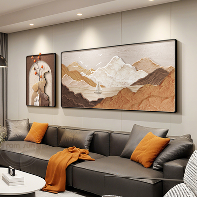 时来运转客厅装饰画背有靠山好寓意横幅高级感沙发背景墙组合挂画