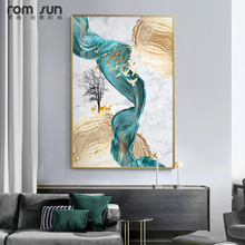 现代轻奢玄关装饰画金色鹿餐厅油画卧室床头壁画北欧简约客厅挂画