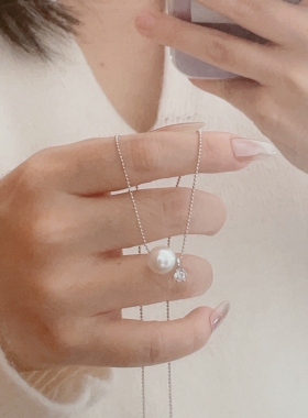 有金有钻款珍珠贝珠项链简约日常时尚约会通勤