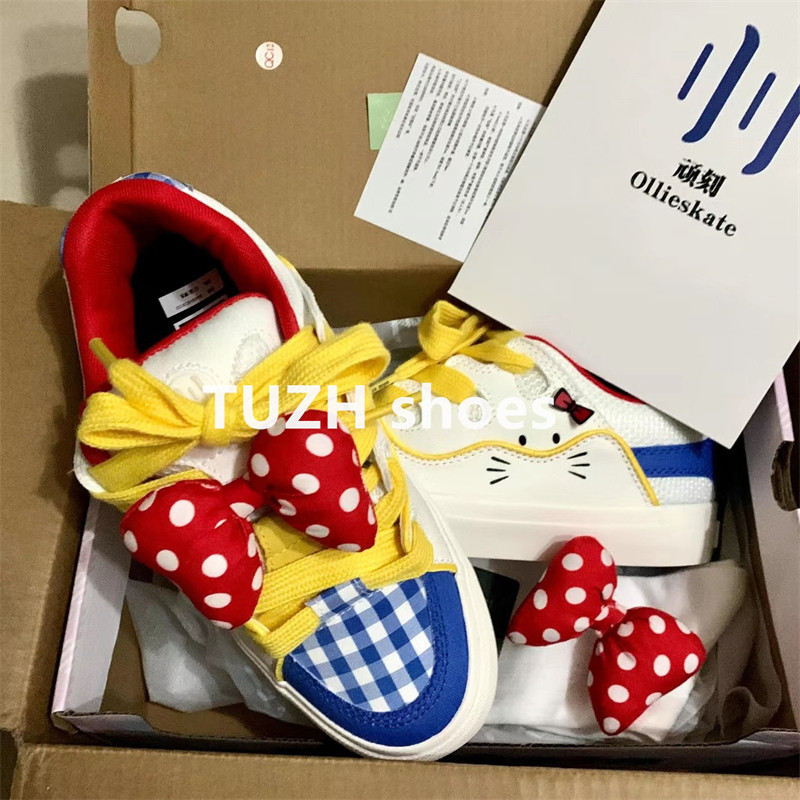 红色波点蝴蝶结发夹鞋扣配饰板鞋鞋面装饰扣毛绒kt猫别针鞋花配件