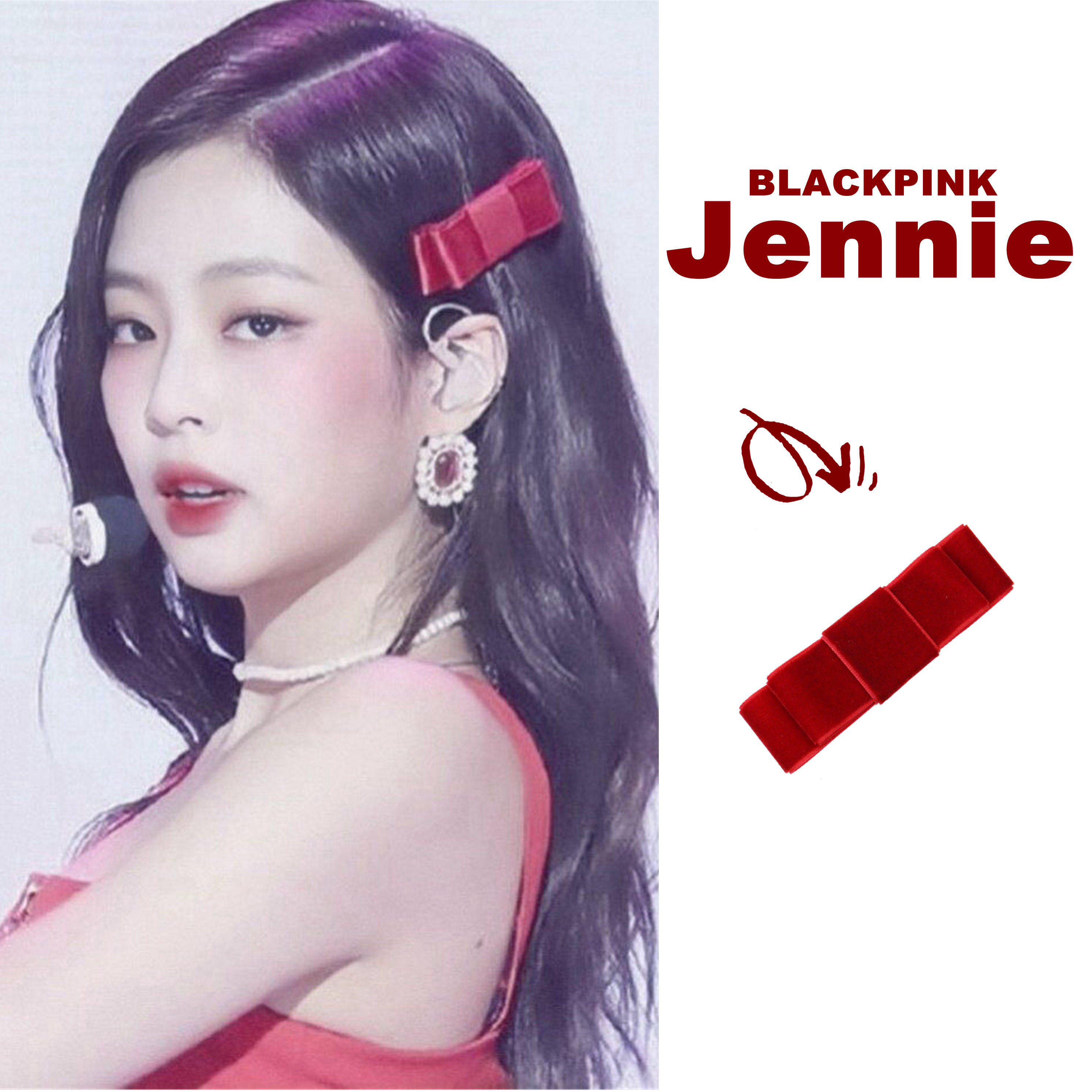元气满满jennie金智妮同款红色丝绒蝴蝶结发夹边夹少女一边夹刘海