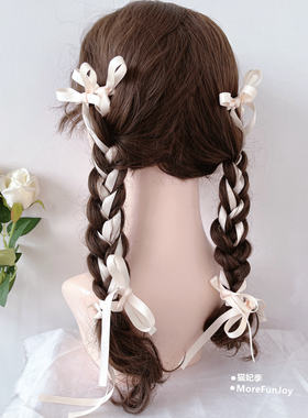 Balletcore芭蕾少女丝带编发蝴蝶结发夹网红刘海夹春夏绑发带甜美