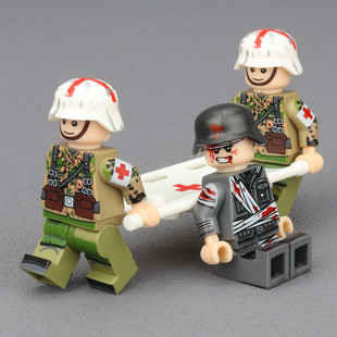 适用于乐高二战德军坦克士兵人军事人仔医疗兵摩托车积木拼装玩具