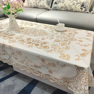 防水茶几桌布pvc防烫防油免洗台布长方形塑料桌垫欧式烫金餐桌布