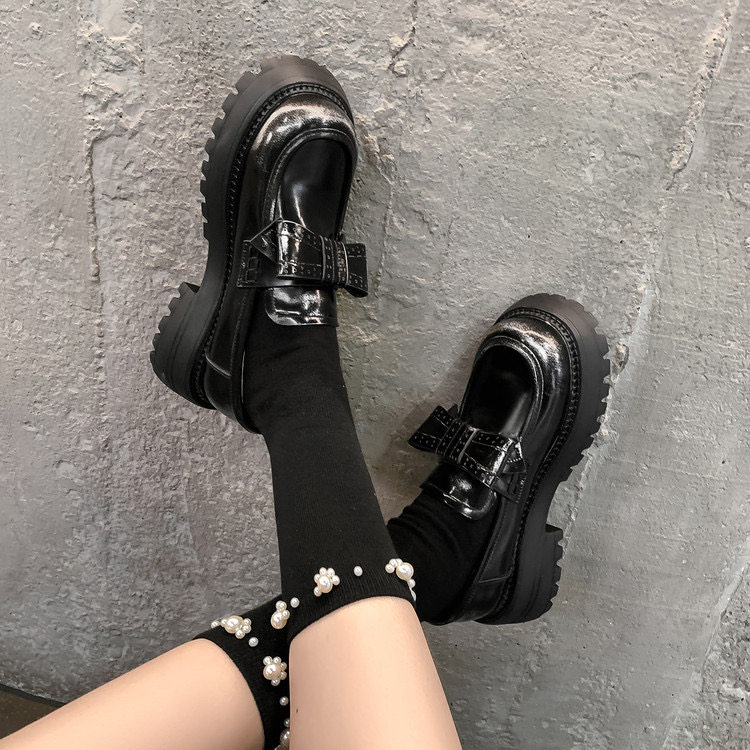 Nettle 2026新款厚底单鞋女豆豆鞋真皮粗跟乐福鞋学生百搭小皮鞋,女鞋,乐福鞋（豆豆鞋）,淘宝优惠券,粉丝福利购,淘宝优惠卷