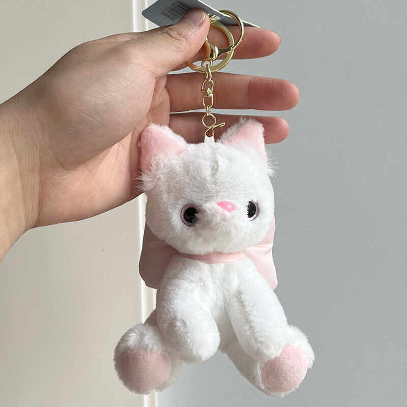 梦中情猫毛绒钥匙扣可爱情侣包包挂件女生公仔小玩偶书包挂饰品