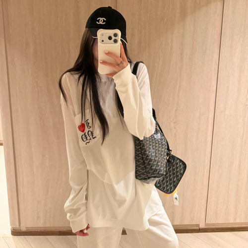 美式哥特梵文爱心长袖T恤女
